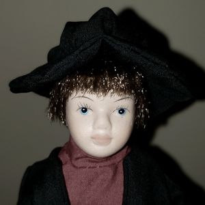 Porcelain Amish Doll - dark hair